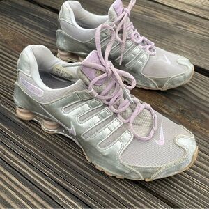 Women’s Nike Shox Pink Metallic Silver Workout Gym Running Shoes Sz. 8.5 309246